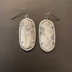 Gently worn Kendra Scott silver Elle earrings in white howlite